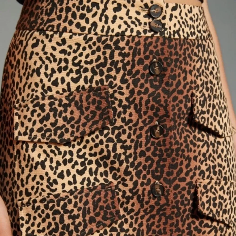 New Anthropologie Animal Print Midi Skirt